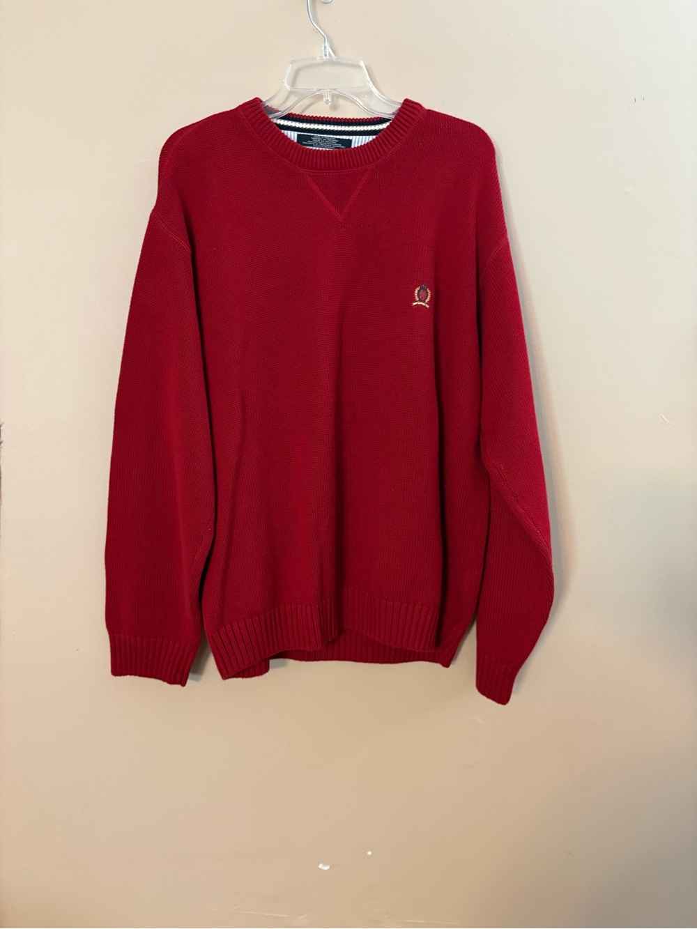 Tommy Hilfiger Red Crewneck Knit Sweater